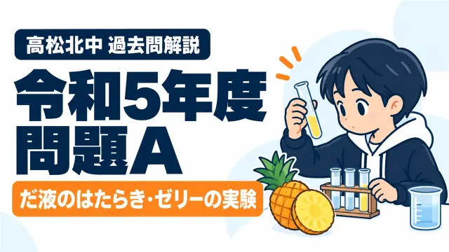 高松北中 過去問解説 令和5年度 問題A だ液のはたらき・ゼリーの実験